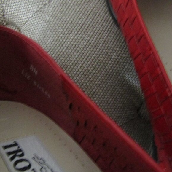 Trotters Liz Red Leather Weave Flats 8N - Picture 3 of 8
